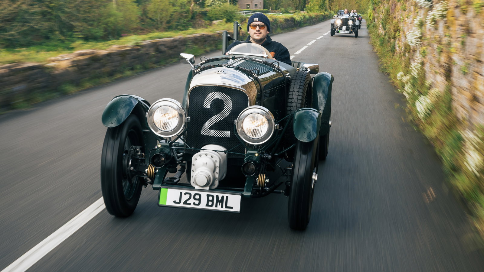 Bentley Blower Jnr - front, driving